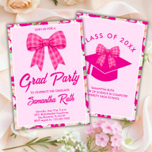 Wilde Bloem Heet Roze Gingham Strik Afstudeerfeest