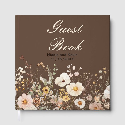 Wilde Bloem Herfst Bloem Bruiloft Gastenboek (Voorkant)