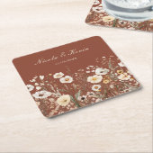 Wilde bloem herfst bloem bruiloft kartonnen onderzetters (Schuin)