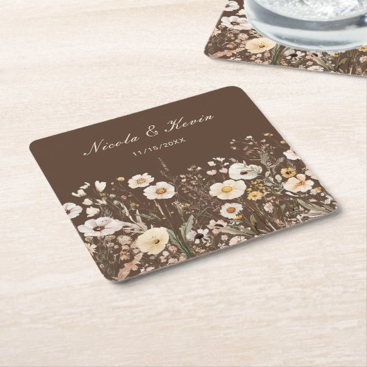Wilde bloem Herfst Bloem Bruiloft Kartonnen Onderzetters (Schuin)