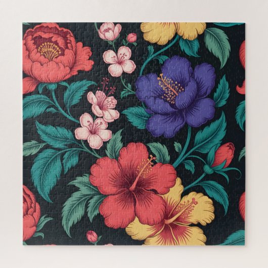 Wilde bloem herhalingspatroon legpuzzel (Verticaal)