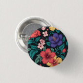 Wilde bloem herhalingspatroon ronde button 3,2 cm (Voorkant /achterkant)