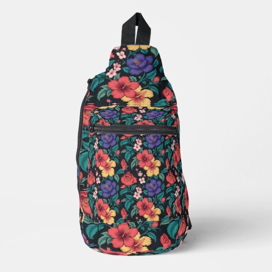 Wilde bloem herhalingspatroon sling bag (Voorkant)
