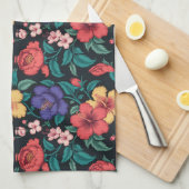 Wilde bloem herhalingspatroon theedoek (Quarter Fold)