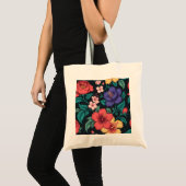 Wilde bloem herhalingspatroon tote bag (Voorkant (product))