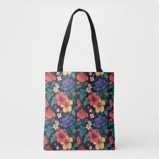 Wilde bloem herhalingspatroon tote bag (Voorkant)