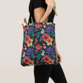 Wilde bloem herhalingspatroon tote bag (Dichtbij)