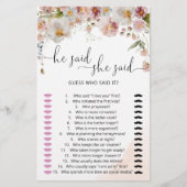 Wilde bloem Hij zei dat ze Vrijgezellenfeest Game  (Voorkant)