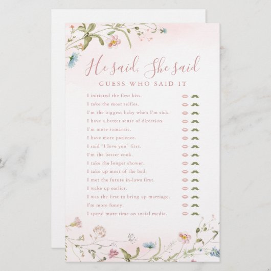 Wilde bloem Hij zei dat ze vrijgezellenfeest wild  (Voorkant / Achterkant)