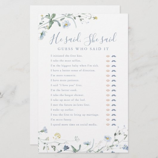 Wilde bloem Hij zei dat ze vrijgezellenfeest wild  (Voorkant / Achterkant)