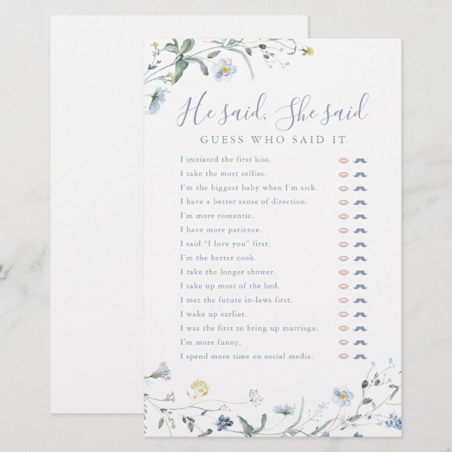 Wilde bloem Hij zei dat ze vrijgezellenfeest wild  (Voorkant / Achterkant)