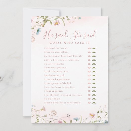 Wilde bloem Hij zei dat ze vrijgezellenfeest wild  Kaart (Voorkant)