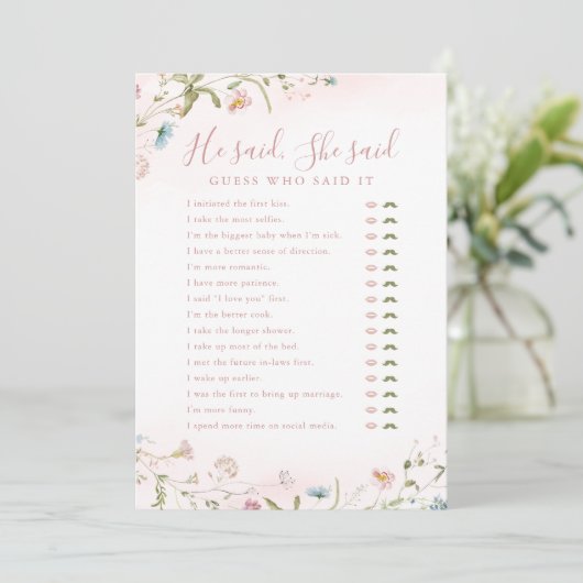 Wilde bloem Hij zei dat ze vrijgezellenfeest wild  Kaart (Staand voorkant)