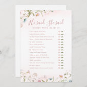 Wilde bloem Hij zei dat ze vrijgezellenfeest wild  Kaart (Voorkant / Achterkant)