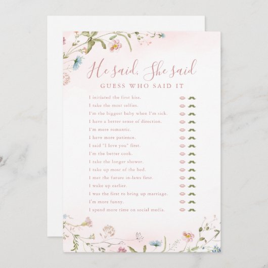 Wilde bloem Hij zei dat ze vrijgezellenfeest wild  Kaart (Voorkant / Achterkant)