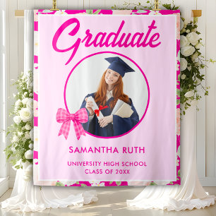 Wilde Bloem HotPink Gingham Strik Foto Gradachterg Wandkleed