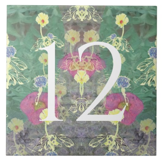 Wilde bloem House Number Tile Tegeltje (Voorkant)