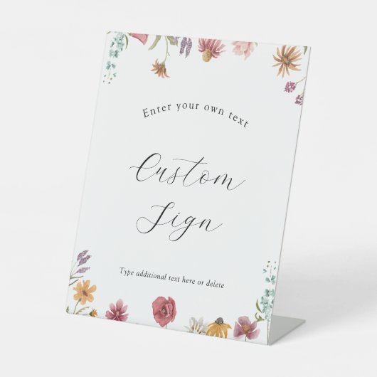 Wilde bloem in bloem Aangepaste tekstrek Reclamebord Met Voetstuk (Voorkant)