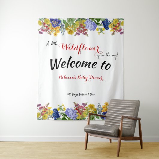Wilde bloem in Bloom Floral Baby shower Backbrop Wandkleed (In situ)