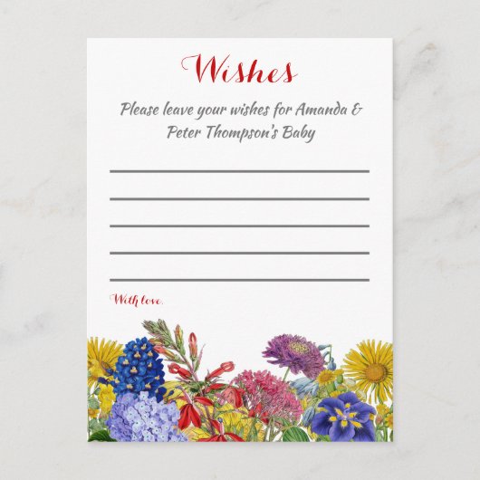 Wilde bloem in Bloom Floral Baby shower Vernissen  Briefkaart (Voorkant)