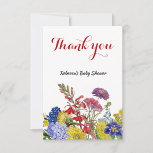Wilde bloem in Bloom Whimsical Floral Baby shower Bedankkaart