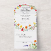 Wilde bloem in één Baby shower All In One Uitnodiging (Binnen)