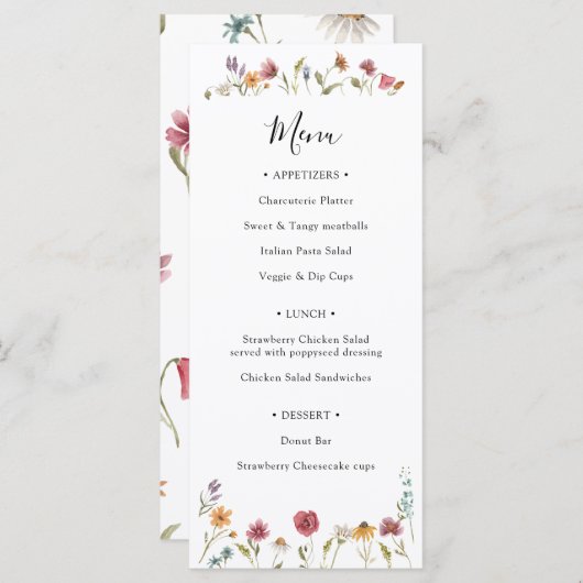 Wilde bloem in menu Bloom (Voorkant / Achterkant)