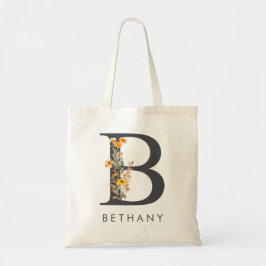Wilde bloem Initiaal B Tote Bag