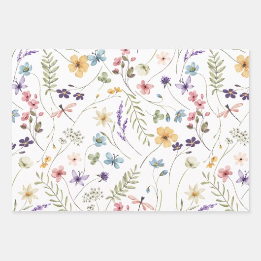 Wilde bloem inpakpapier vel (Voorkant 3)