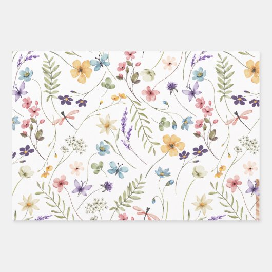 Wilde bloem inpakpapier vel (Voorkant 2)