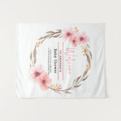 Wilde Bloem Is Op Weg Roze Baby Shower Wandkleed (Voorkant (horizontaal))