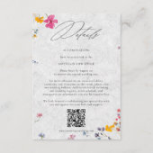Wilde Bloem Ivoor Elegante QR Code Huwelijksdetail Informatiekaartje (Voorkant)