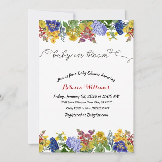 Wilde bloem jongen meisje baby in bloei shower kaart (Voorkant)