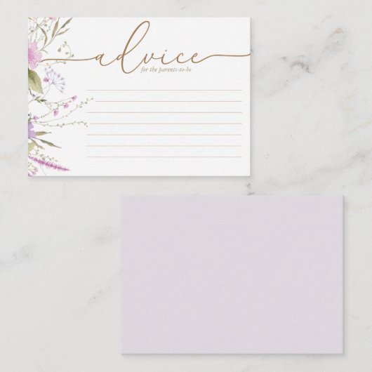 Wilde bloem | Kaart advies Baby shower (Voorkant / Achterkant)