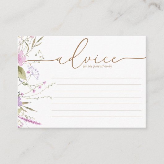 Wilde bloem | Kaart advies Baby shower (Voorkant)