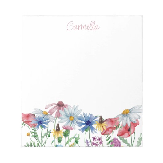 Wilde bloem Kader  Gepersonaliseerd Notitieblok (Voorkant)