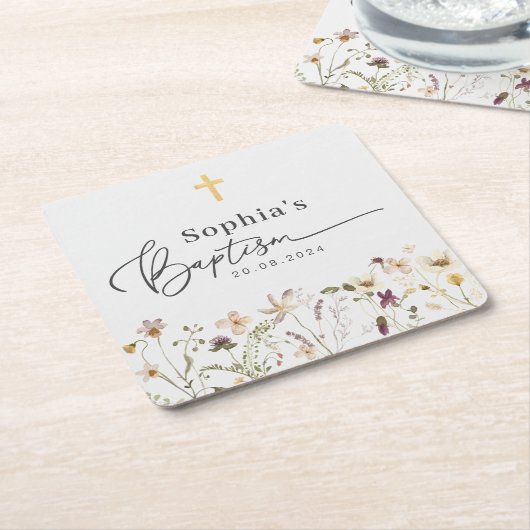 Wilde bloem kartonnen onderzetters (Schuin)