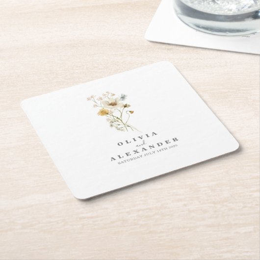 Wilde bloem kartonnen onderzetters (Schuin)