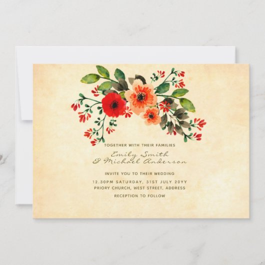 Wilde bloem klaproos trouwkaarten rustiek kaart (Voorkant)