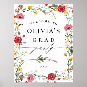 Wilde bloem Klasse 2021 Graduation Party Welcome Poster