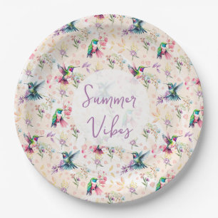 Wilde Bloem & Kolibrie Zomer Vibe Papieren Borden Bordje