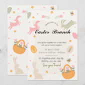 Wilde Bloem Konijn Uitnodiging (Voorkant / Achterkant)