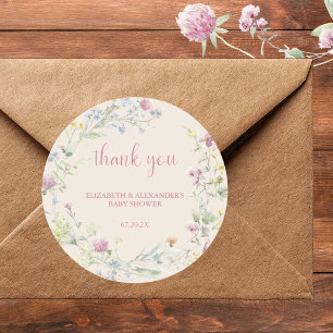 Wilde Bloem Koppel Baby Shower Klassieke Ronde Sti Sticker