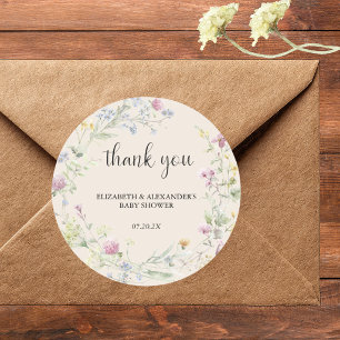 Wilde Bloem Koppel Baby Shower Klassieke Ronde Sti Sticker