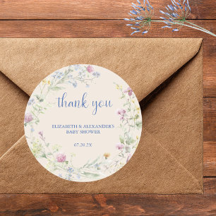 Wilde Bloem Koppel Baby Shower Klassieke Ronde Sti Sticker