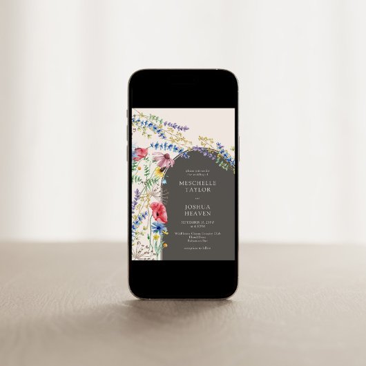 Wilde bloem Land Floral Arch Wedding Kaart