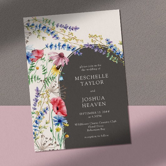Wilde bloem Land Floral Arch Wedding Kaart