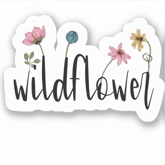 Wilde bloem Laptop Waterfles | Uitgesneden sticker (Voorkant)