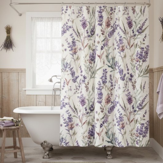 Wilde bloem lavendel boho botanisch bloemmotief douchegordijn