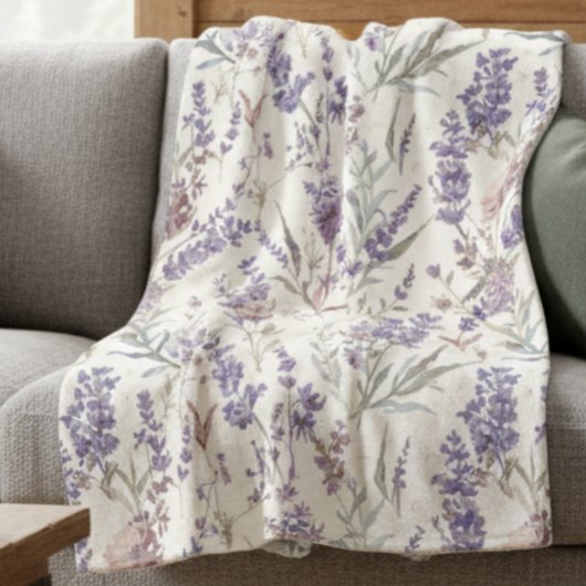 Wilde bloem lavendel boho botanisch bloemmotief fleece deken